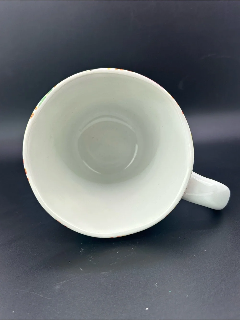 Vintage Pier 1 Colorful Butterfly Floral Ceramic Mug Cup Turquoise Background